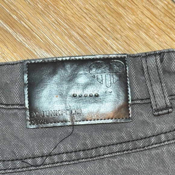 Junk Food Clothing Charcoal Edgy Mini Skirt with DeF Leppard patches - Picture 5 of 6